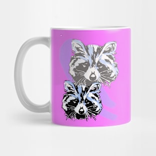 Blue Raccoons.  Line Art Mug